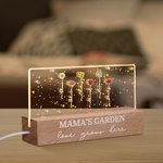 Personalized 1-12 Birth Flower Garden Acrylic LED Night Light with Wooden Base Home Decor Mother's Day Birthday Gift for Grandma Mom