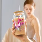 Gobelet en verre personnalisé avec couvercle en bambou et paille Ballerina Street Dancer 20oz Anniversary Gift for Dancer
