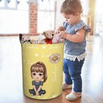 Personalizzato personaggio dei cartoni animati cesto portabiancheria con manico nascita fiore nome compleanno regalo di Natale per ragazze ragazzi