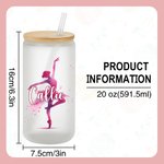 Gobelet en verre personnalisé avec couvercle en bambou et paille Ballerina Street Dancer 20oz Anniversary Gift for Dancer