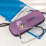 Personalised Birth Flower Bouquet Stethoscope Case with Mesh Pockets and Name Medical Graduation Appreciation Gift for Nurse Doctor Medical Staff