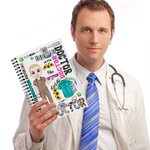 Taccuino personalizzato infermiere medico personaggio dei cartoni animati A5 con nome Laurea Regalo di apprezzamento per il personale degli studenti di medicina