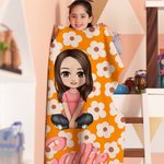 Mantas personalizadas de colores con el nombre de un personaje de dibujos animados con motivos florales para la vuelta al cole en Navidad Regalo de cu 2