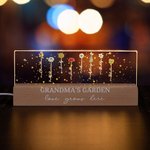 Personalized 1-12 Birth Flower Garden Acrylic LED Night Light with Wooden Base Home Decor Mother's Day Birthday Gift for Grandma Mom