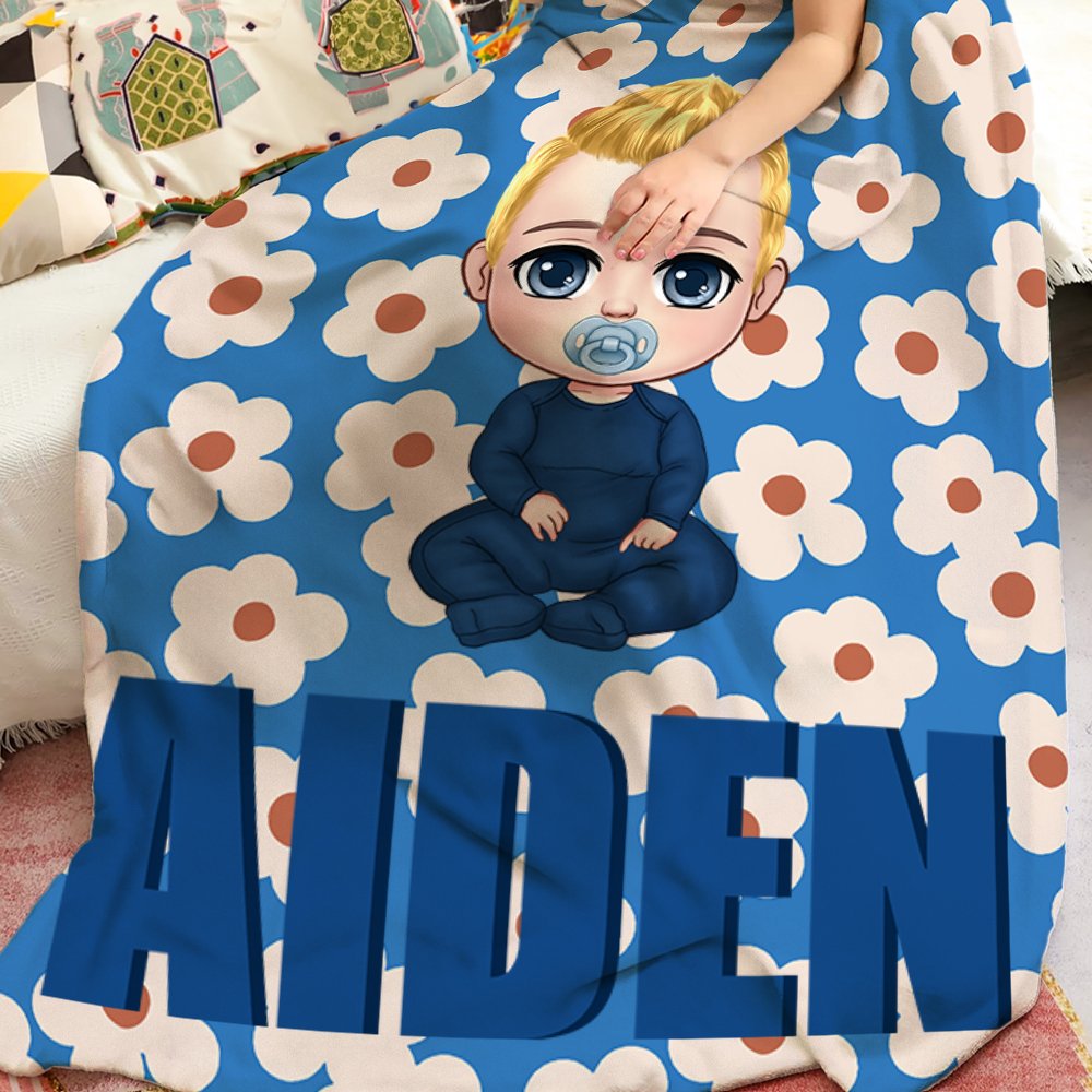 Mantas personalizadas de colores con el nombre de un personaje de dibujos animados con motivos florales para la vuelta al cole en Navidad Regalo de cu 8