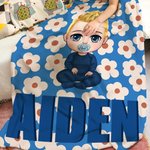 Mantas personalizadas de colores con el nombre de un personaje de dibujos animados con motivos florales para la vuelta al cole en Navidad Regalo de cu 8