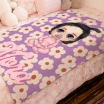 Mantas personalizadas de colores con el nombre de un personaje de dibujos animados con motivos florales para la vuelta al cole en Navidad Regalo de cu 6