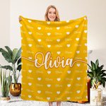 Personalised Heart Icon Multicolour Name Soft Throw Blanket Birthday Christmas Gift for Boys Girls Family