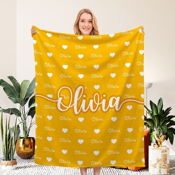 Personalizado Corazón Icono Multicolor Nombre Suave manta de tiro Cumpleaños Regalo de Navidad para Niños Niñas Familia