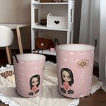 Personalizzato personaggio dei cartoni animati cesto portabiancheria con manico nascita fiore nome compleanno regalo di Natale per ragazze ragazzi