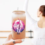 Gobelet en verre personnalisé avec couvercle en bambou et paille Ballerina Street Dancer 20oz Anniversary Gift for Dancer
