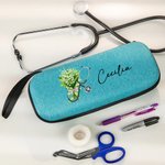 Personalised Birth Flower Bouquet Stethoscope Case with Mesh Pockets and Name Medical Graduation Appreciation Gift for Nurse Doctor Medical Staff