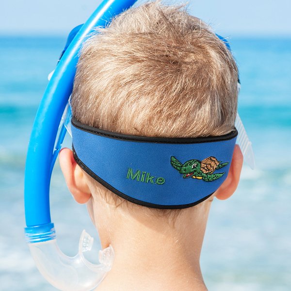 Sangle de Masque de Plongée Brodée Personnalisée avec Nom Tortue Cochon de Mer Requin Cadeau Anniversaire Noël pour Passionnés de Plongée
