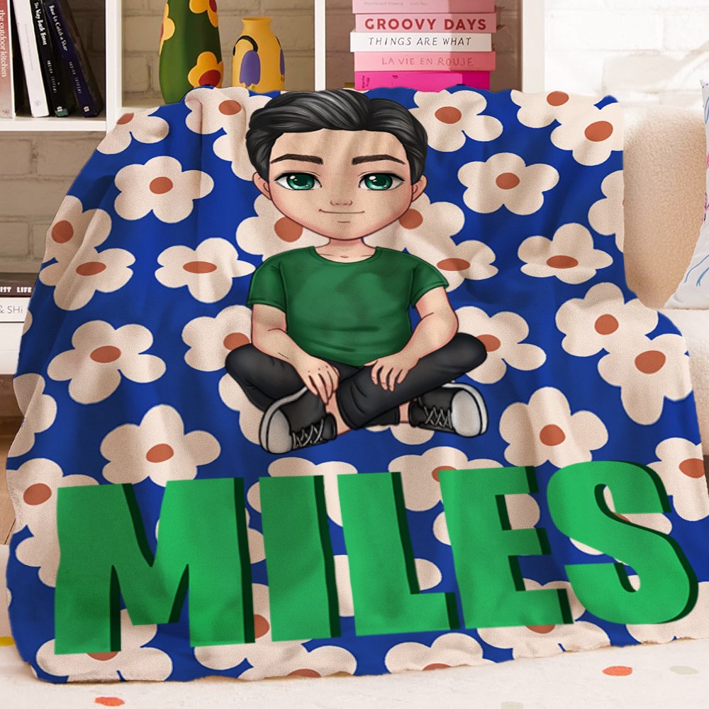 Mantas personalizadas de colores con el nombre de un personaje de dibujos animados con motivos florales para la vuelta al cole en Navidad Regalo de cu 7