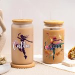 Gobelet en verre personnalisé avec couvercle en bambou et paille Ballerina Street Dancer 20oz Anniversary Gift for Dancer