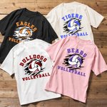 Personalised Multicolour 100% Cotton Volleyball Name T-shirt with Number Volleyball Team Birthday Gift for Volleyball Lovers Mum