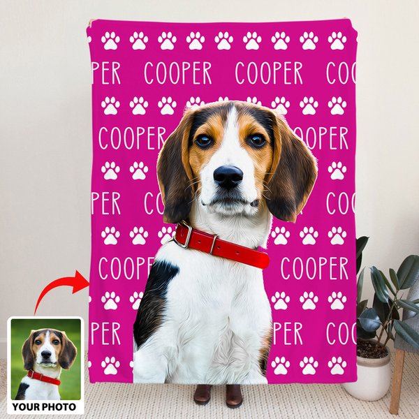 Pintura al óleo personalizada Perro Gato Foto Impresión de la pata Suave manta con nombres repetidos Multicolor Decoración del hogar Regalo de cumplea
