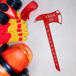 Personalised Multicolour Name Metal Sign Firefighter Axe with Text Christmas Ceremony Gift for Firefighter