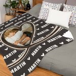 Coperta personalizzata multicolore a forma di cuore con foto e nome, soffice coperta per il compleanno e il regalo di Natale