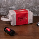 Trousse de Toilette en Cuir Personnalisée avec Nom Initiale ou Texte Accessoire de Voyage avec Poignée Cadeau Noël Anniversaire pour Hommes