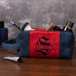 Trousse de Toilette en Cuir Personnalisée avec Nom Initiale ou Texte Accessoire de Voyage avec Poignée Cadeau Noël Anniversaire pour Hommes
