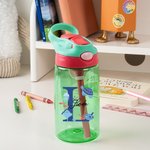 Personlig vattenflaska med havstema, sugrör och spillsäkert lock Vattenflaska med namn, 480ml Julklapp för barn Pojkar Flickor