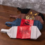 Trousse de Toilette en Cuir Personnalisée avec Nom Initiale ou Texte Accessoire de Voyage avec Poignée Cadeau Noël Anniversaire pour Hommes