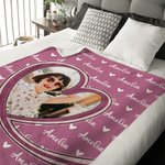 Coperta personalizzata multicolore a forma di cuore con foto e nome, soffice coperta per il compleanno e il regalo di Natale