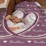 Coperta personalizzata multicolore a forma di cuore con foto e nome, soffice coperta per il compleanno e il regalo di Natale