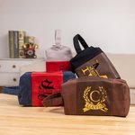 Trousse de Toilette en Cuir Personnalisée avec Nom Initiale ou Texte Accessoire de Voyage avec Poignée Cadeau Noël Anniversaire pour Hommes