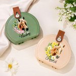 Personalised Birth Flower Horse Birthmark Portable DIY Sewing Tools Kit Storage Box with Name Birthday Gift for Sewing Handcraft Lovers