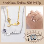 Gepersonaliseerde sierlijke boze oog Arabische naam hanger ketting islamitische bescherming sieraden verjaardag Eid Gift voor vrouwen