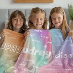 Suave manta personalizada arco iris multicolor con nombres repetidos Decoración del hogar Cumpleaños Regalo familiar para niños Niñas