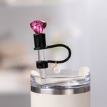 Personalisierte Multicolor Diamond Straw Cover Topper mit Initial Charm Zubehör für Stanley Becher Geburtstag Party Favors Geschenk für Frauen