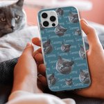 Personalizada Divertida Cara de Gato Perro Mascota Nombre Funda de Teléfono para iPhone Cumpleaños Navidad Regalo para Amante de Mascotas Propietario