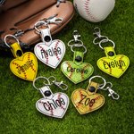Personalized Handmade Glitter Softball Baseball Keychain Embroidered Name with Snap and Hook Bag Accessories Birthday Gift for Sports Lover