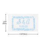 Gepersonaliseerd Iets Blauw Geborduurd Ranken Bruidsjurk Label met Initiaal en Datum Bruiloft Cadeau voor Bruid