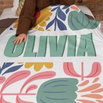 Spersonalizowany koc Boho Retro Floral Soft Throw Blanket z imieniem Shadow Home Decor Urodzinowy prezent świąteczny dla dziewczynek i kobiet