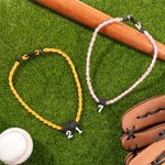 Personalized Sewn Twist Necklace with Number Birthday Gift for Baseball Softball Lover