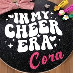 Personalized In My Cheer Era Glitter Bow Basswood Pin Holder Wall Hanging with Name Team Accessory Gift for Cheerleader Coach