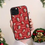 Coque photo personnalisée multicolore pour iPhone avec nom Anniversaire Noël Drôle de cadeau pour famille Ami