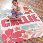 Spersonalizowany koc Boho Retro Floral Soft Throw Blanket z imieniem Shadow Home Decor Urodzinowy prezent świąteczny dla dziewczynek i kobiet