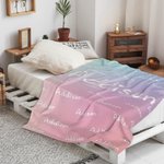 Suave manta personalizada arco iris multicolor con nombres repetidos Decoración del hogar Cumpleaños Regalo familiar para niños Niñas