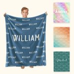 Suave manta personalizada arco iris multicolor con nombres repetidos Decoración del hogar Cumpleaños Regalo familiar para niños Niñas
