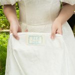 Gepersonaliseerd Iets Blauw Geborduurd Ranken Bruidsjurk Label met Initiaal en Datum Bruiloft Cadeau voor Bruid