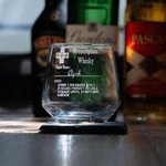 Personalized Funny Prescription Whisky Bourbon Whiskey Glasses and Slate Coaster with Laser Engraved Name Father's Day Gift for Grandpa Dad