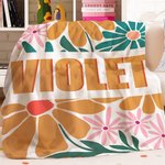 Spersonalizowany koc Boho Retro Floral Soft Throw Blanket z imieniem Shadow Home Decor Urodzinowy prezent świąteczny dla dziewczynek i kobiet