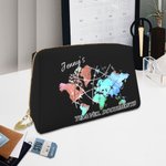 Portadocumentos de viaje de cuero de gran capacidad con mapa del mundo personalizado con nombre Aniversario Cumpleaños Regalo de viaje para mujer