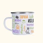 Taza esmaltada personalizada con calabaza, gato y nubes de palabras de 1 a 19 nombres con el tema de Halloween Regalo de Halloween para los amantes de