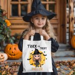Spersonalizowana płócienna torba wielokrotnego użytku z imieniem i nazwiskiem na Halloween dla chłopców i dziewczynek